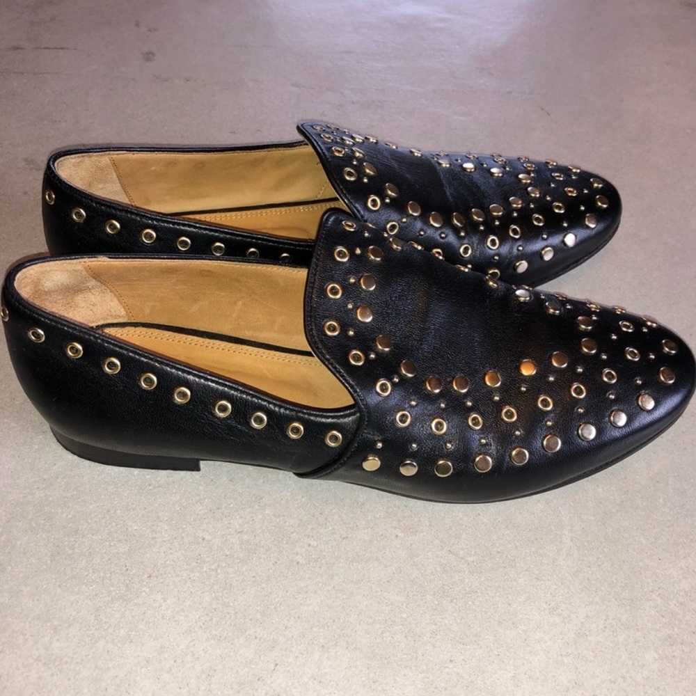 SANDRO Leather Studded Embellished Flats Size 37